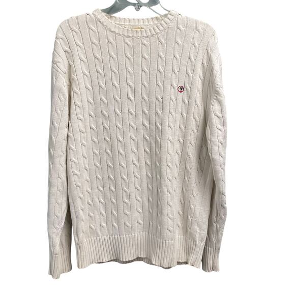Vintage Duck Head Ivory Cable Knit Sweater Mens Size Large Preppy Casual 90s - Picture 1 of 3